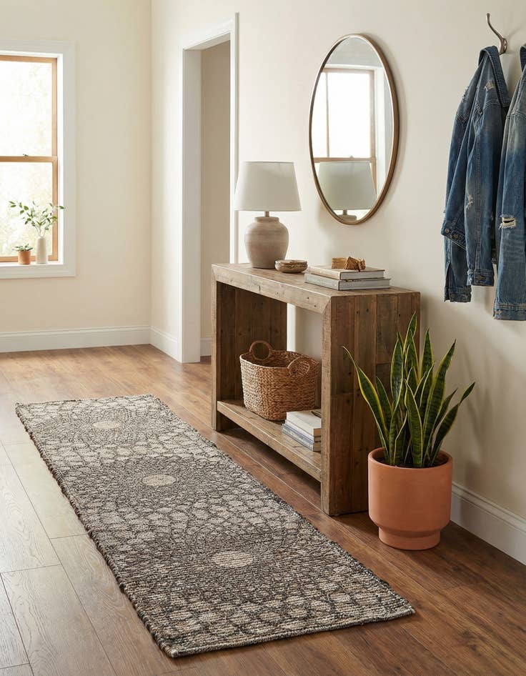 Detail image of 2' 2 x 8'  Hand Woven Chenille Jute Runner Rug