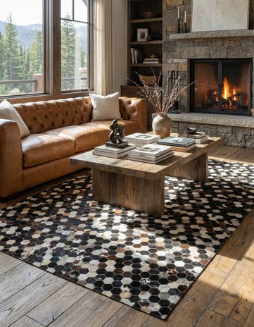 5' 1 x 8' Cowhide Leather Rug