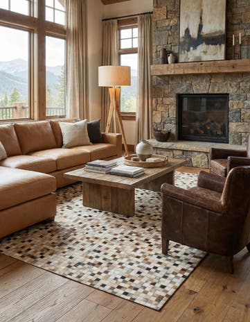 5' x 8' 1 Cowhide Leather Rug
