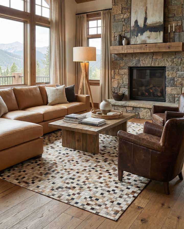 5' x 8' 1 Cowhide Leather Rug