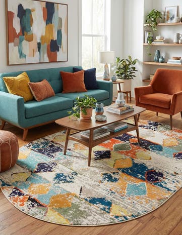 7' 10 x 10' Washable Vivid Oval Rug