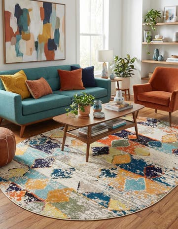 7' 10 x 10' Washable Vivid Oval Rug
