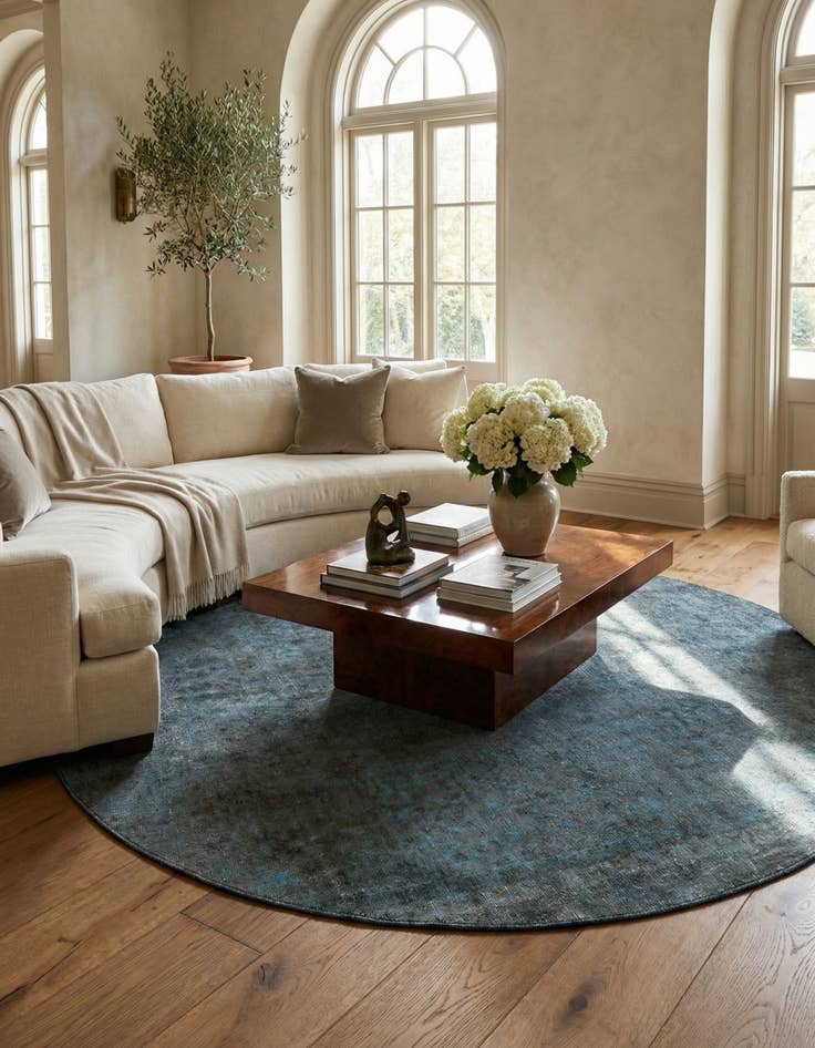 Detail image of 7' x 7'  Hand Knotted Ultra Vintage Persian Wool Round Rug