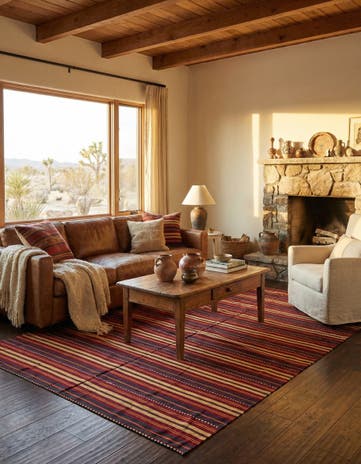 5' 7 x 9' 6 Hand Woven Kilim Fars Wool Rug