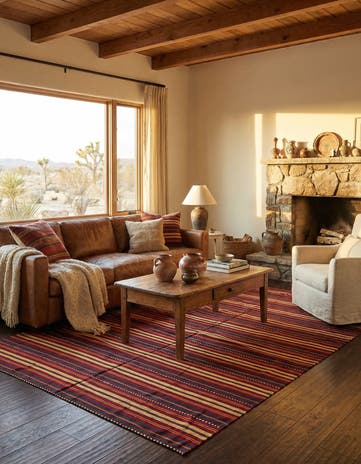 5' 7 x 9' 6 Hand Woven Kilim Fars Wool Rug