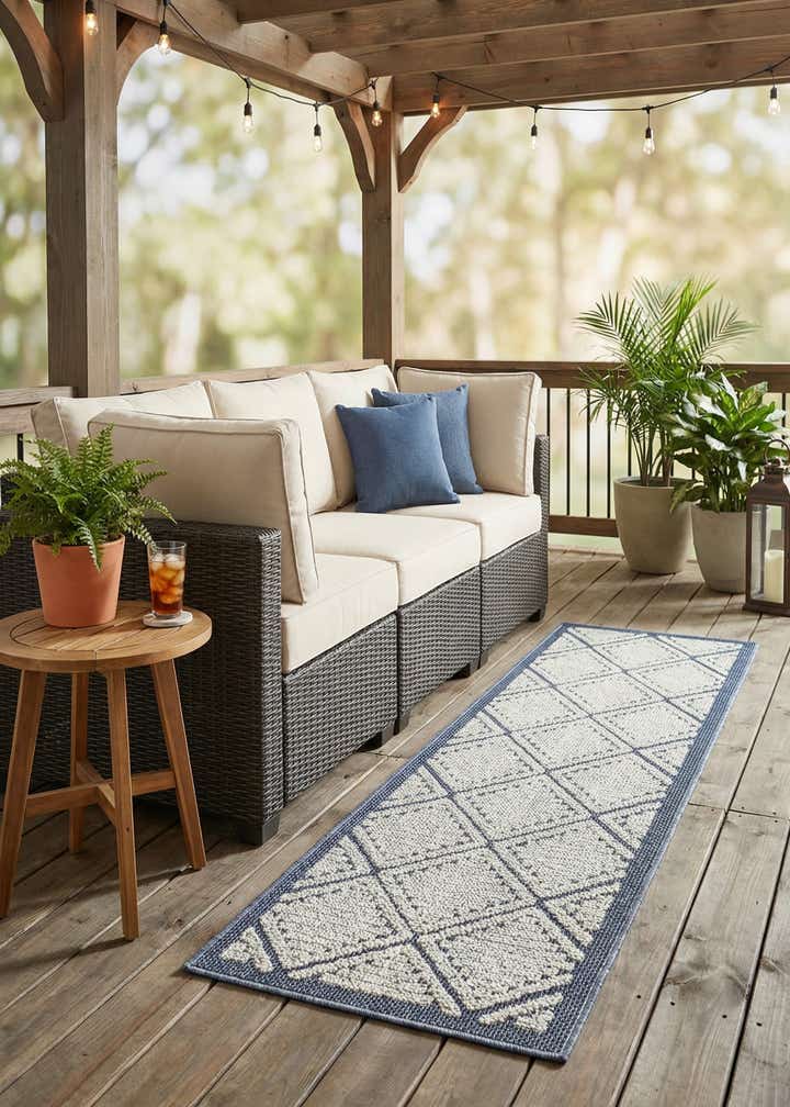 2' x 6' 1 Easy-Clean Trellis Indoor / Outdoor Runner Rug