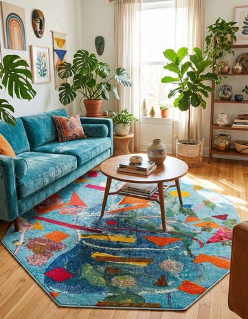 7' 10 x 7' 10 Washable Vivid Octagon Rug