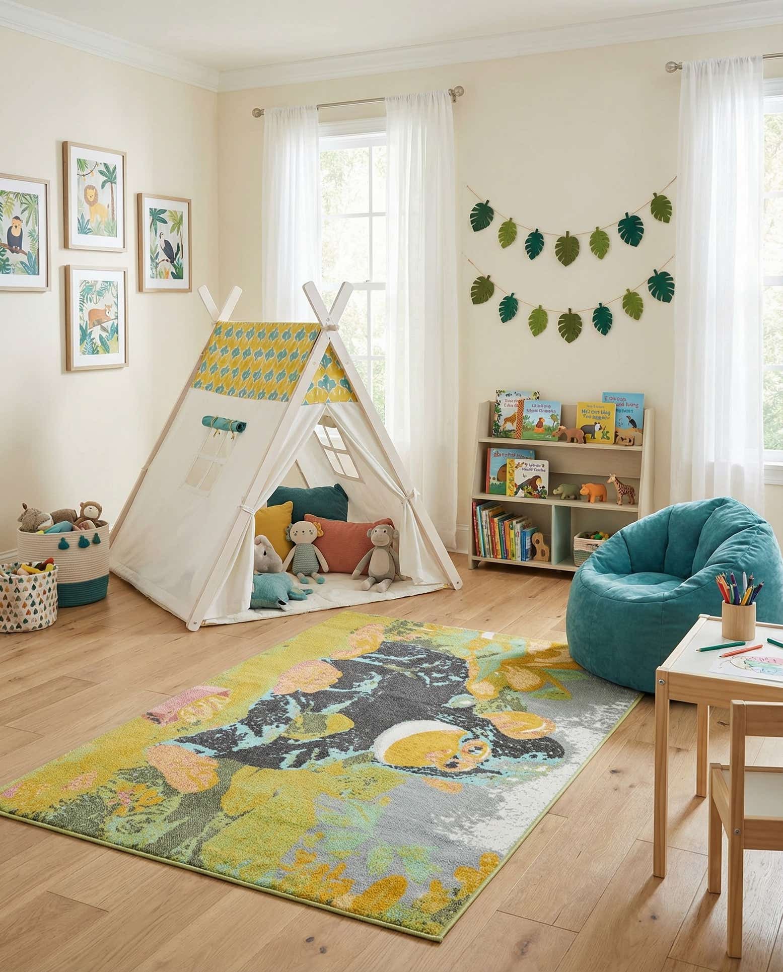 5' 3 x 8' Gorilla Whimsy Kids Rug