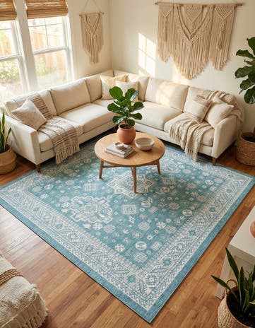 10' x 10' Easy-Clean Aztec Indoor / Outdoor Square Rug