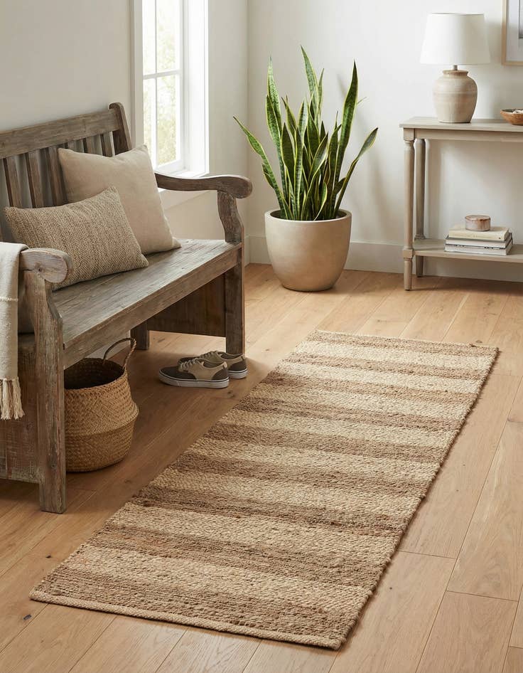 Detail image of  2' 2 x 6' 1  Hand Braided Jute Runner Rug