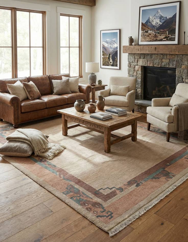 Detail image of 8' 5 x 11' 8 Hand Knotted Tibet Wool Rug