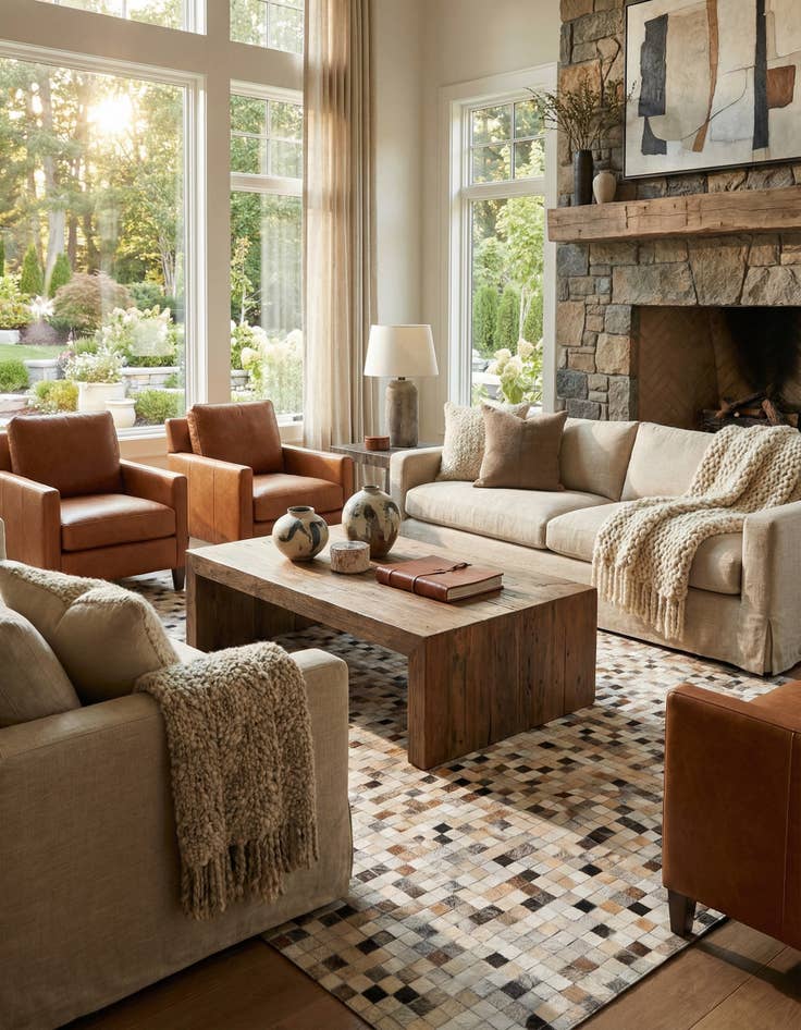 Detail image of  5' x 8' Cowhide Leather Rug