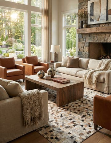 5' x 8' Cowhide Leather Rug