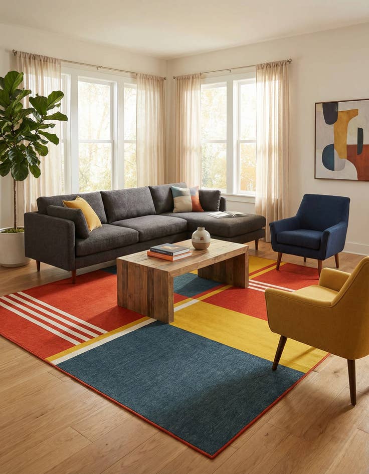 Detail image of 7' 10 x 10' Easy-Clean Modern Indoor / Outdoor Rug