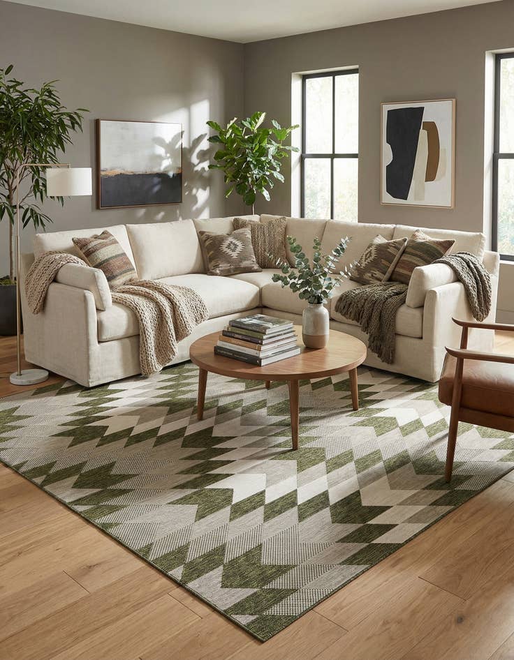 Detail image of  9' x 12'  Washable Modern Indoor / Outdoor Rug