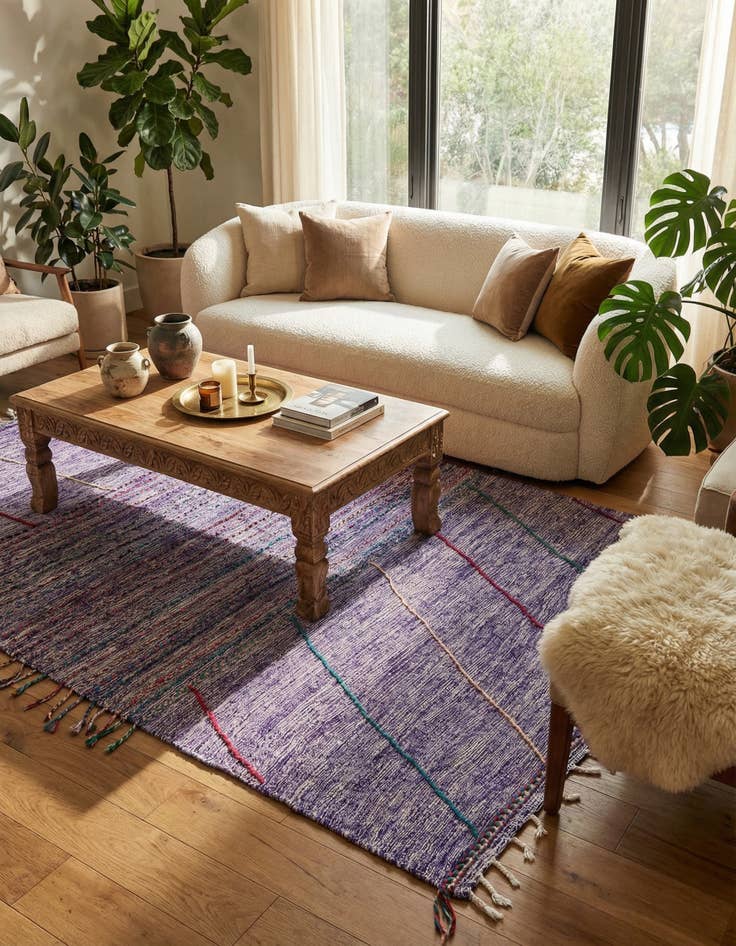 Detail image of  6' 4 x 10'  Hand Knotted Moroccan Wool Rug