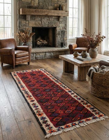 3' 10 x 7' 9 Hand Woven Kilim Fars Wool Runner Rug