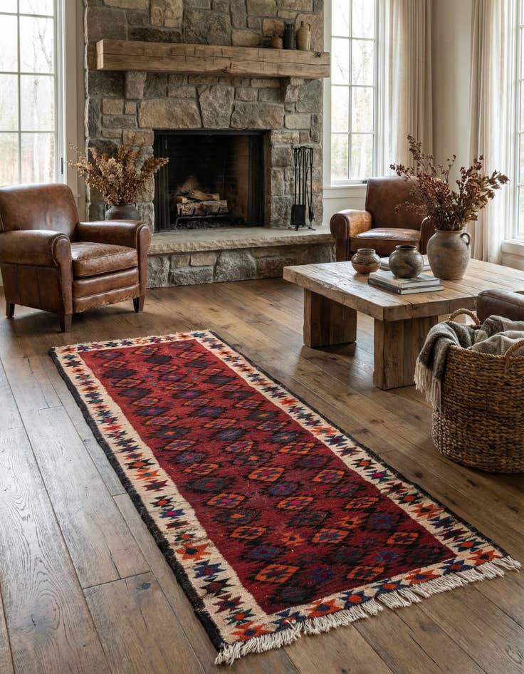 Detail image of 3' 10 x 7' 9  Hand Woven Kilim Fars Wool Runner Rug