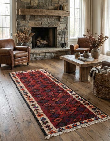 3' 10 x 7' 9 Hand Woven Kilim Fars Wool Runner Rug