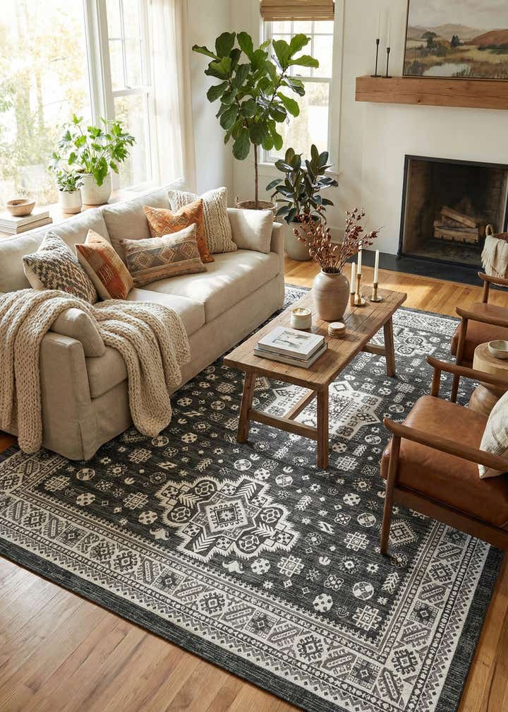 10' x 14' Easy-Clean Aztec Indoor / Outdoor Rug