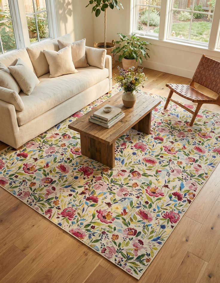 Detail image of  10' x 13'  Washable Botanical Indoor / Outdoor Rug
