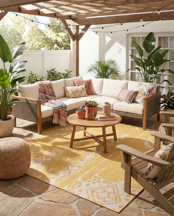 10' 8 x 10' 8 Easy-Clean Bohemian Indoor / Outdoor Square Rug