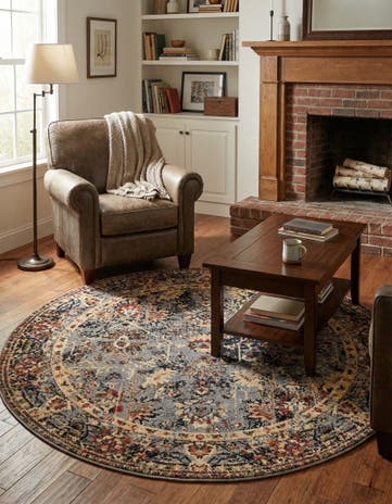 Blue Saturn Round Rug