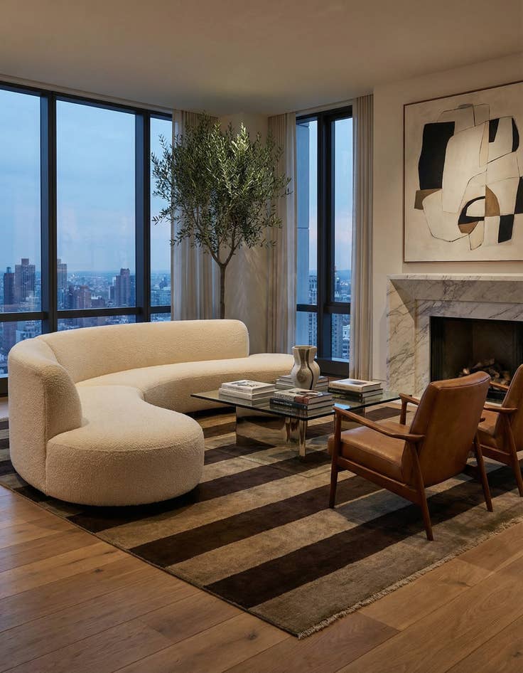 Detail image of  6' x 6' 9  Hand Knotted Modern Ziegler Square Rug