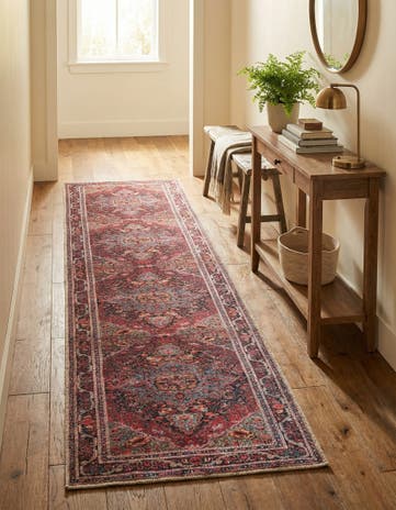 Burgundy Washable Timeless Runner Rug