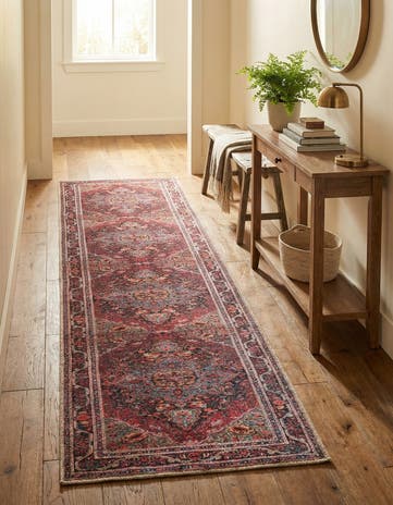 Burgundy Washable Timeless Runner Rug