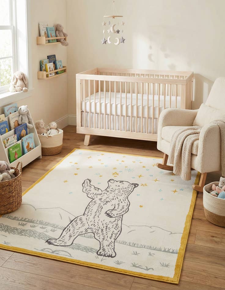 Detail image of  7' 10 x 10' Bear Whimsy Kids Rug