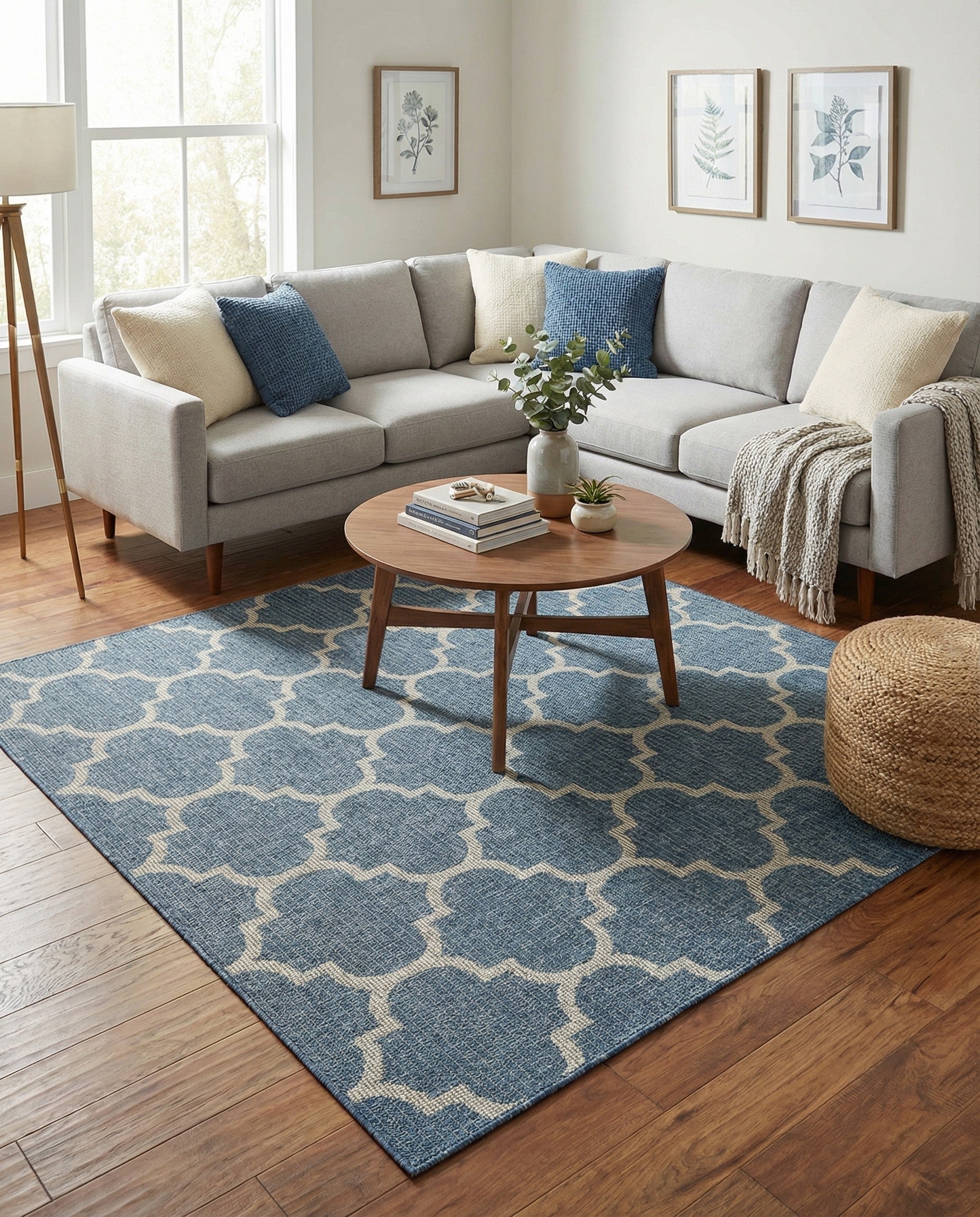  6' x 6'  Washable Lattice Indoor / Outdoor Square Rug