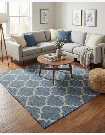 6' x 6' Easy-Clean Lattice Indoor / Outdoor Square Rug