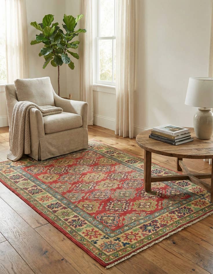 Detail image of 4' x 6' 4  Hand Knotted Kazak Rug