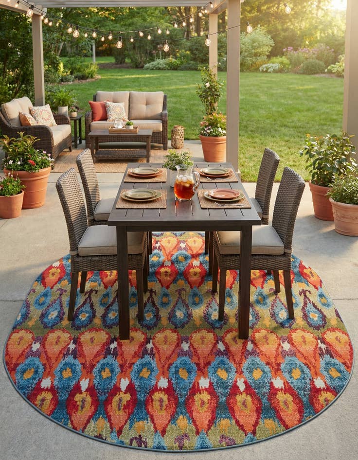 Detail image of 7' 10 x 10' Easy-Clean Modern Indoor / Outdoor Oval Rug