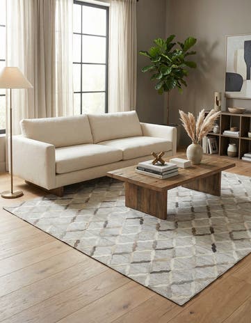5' x 7' 8 Cowhide Leather Rug