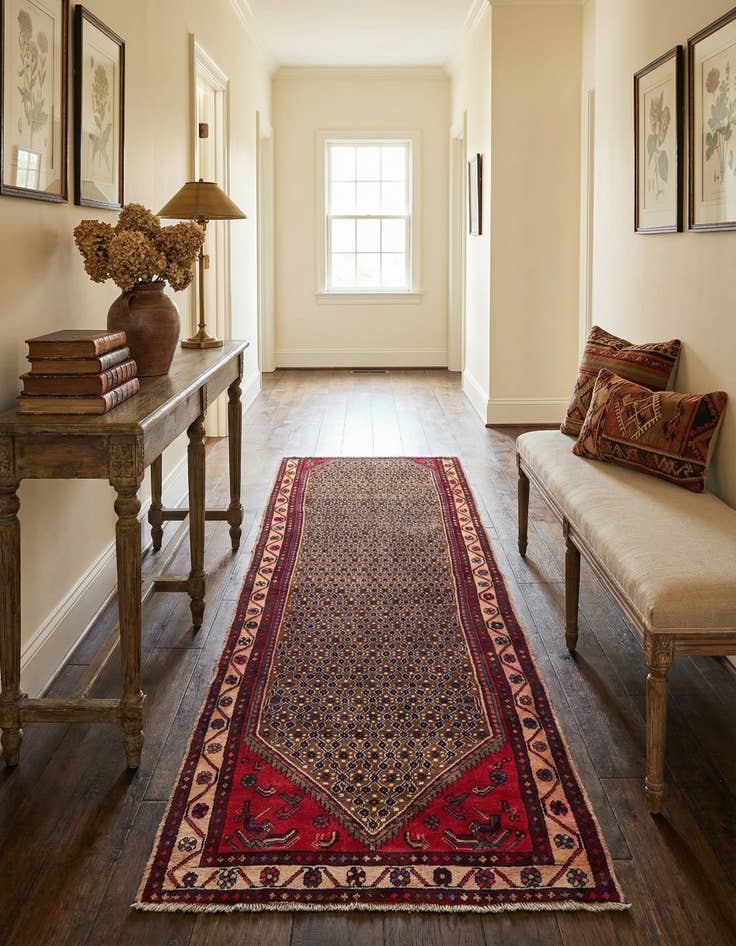 Detail image of 3' 8 x 10' 9 Hand Knotted Koliaei Persian Wool Runner Rug