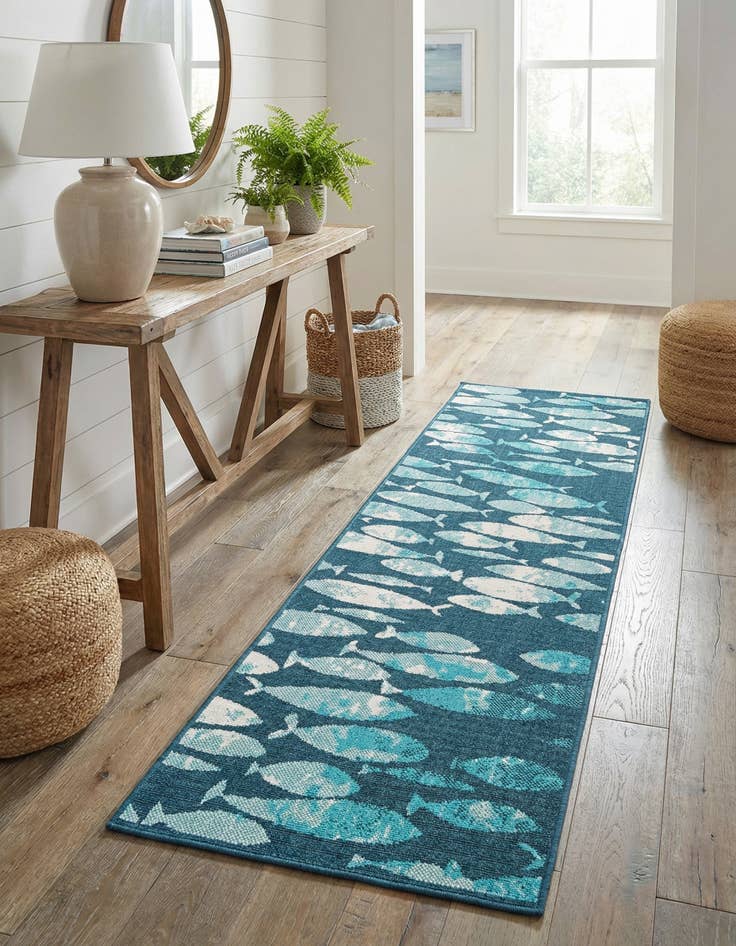Detail image of  2' x 8'  Washable Coastal Indoor / Outdoor Runner Rug