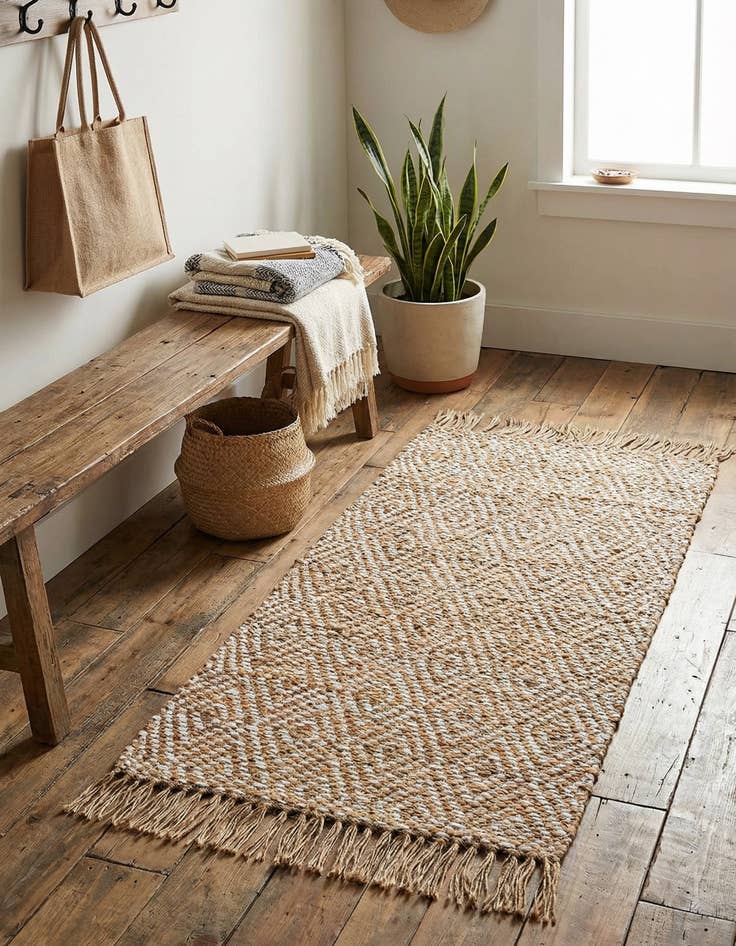 Detail image of 2' x 4'  Hand Woven Braided Jute Runner Rug