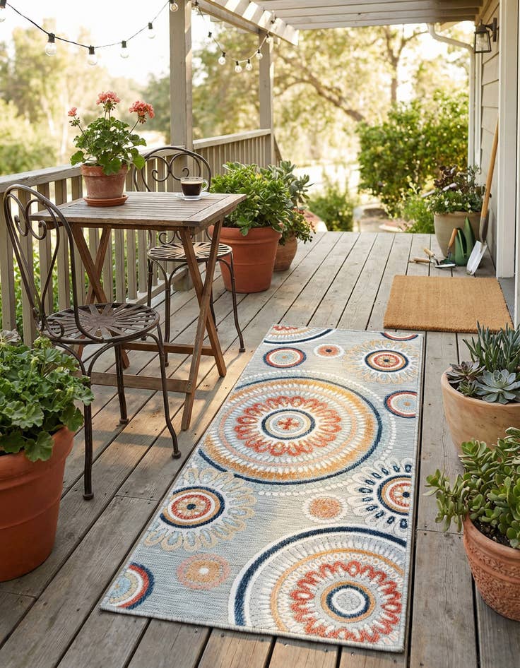 Detail image of 2' 2 x 5' 3 Easy-Clean Botanical Indoor / Outdoor Runner Rug
