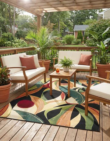 5' x 8' Easy-Clean Botanical Indoor / Outdoor Rug