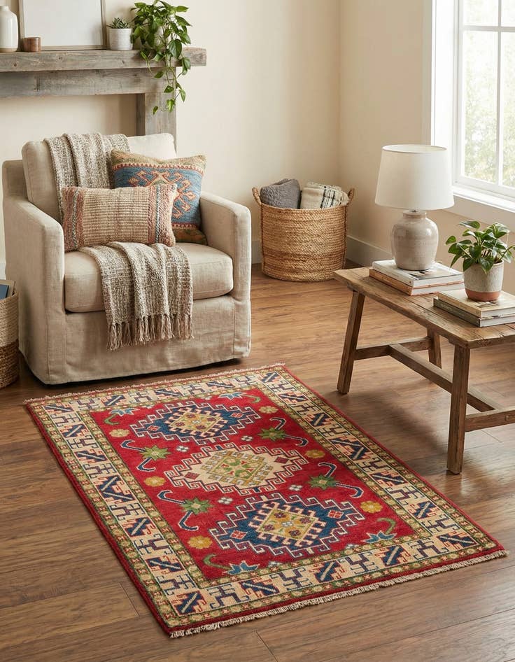 Detail image of 2' 8 x 4' 3  Hand Knotted Kazak Rug