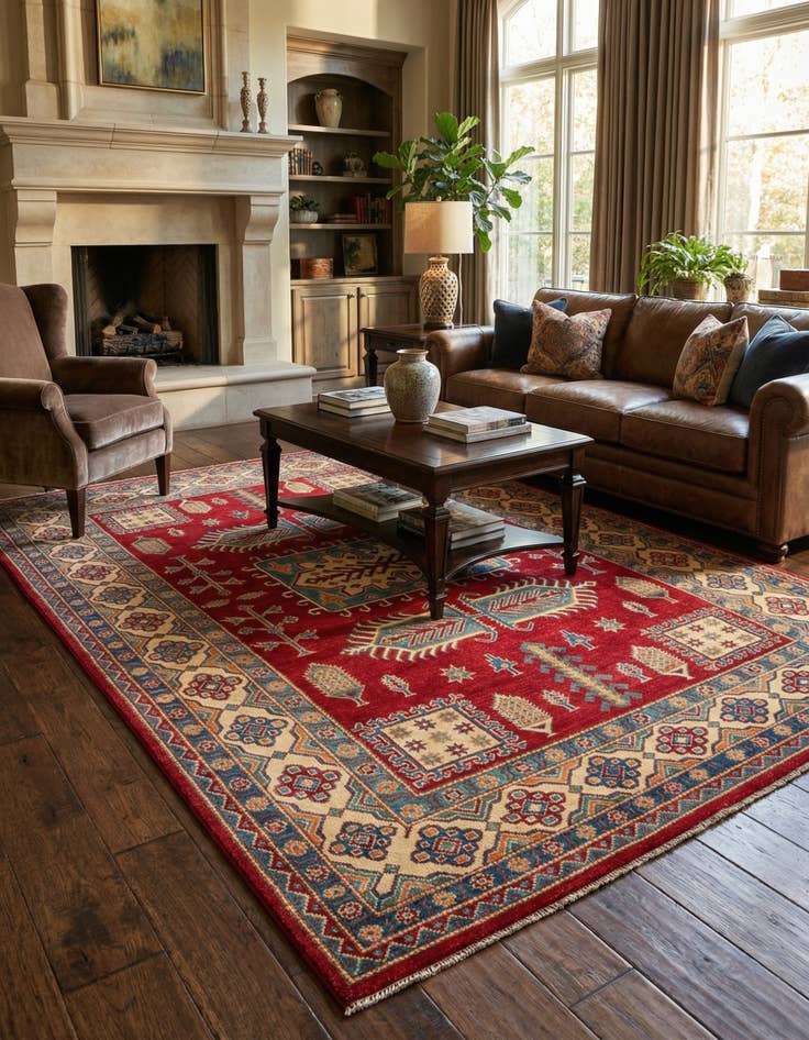 Detail image of 6' 6 x 9' 10  Hand Knotted Kazak Rug