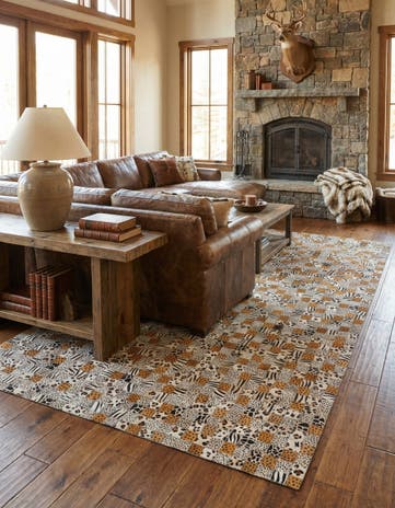 5' 1 x 8' Cowhide Leather Rug