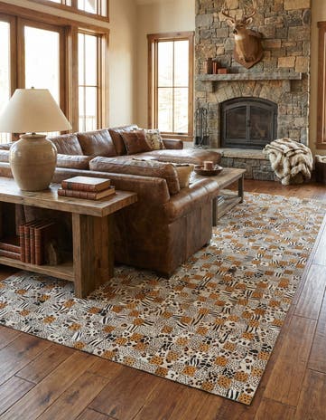 5' 1 x 8' Cowhide Leather Rug