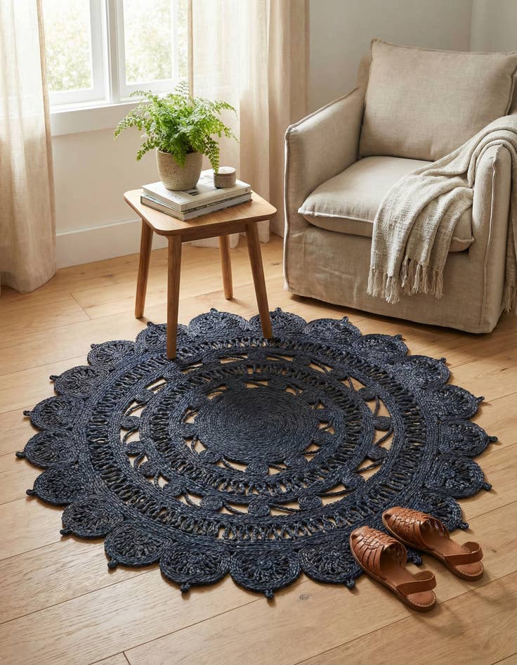 Detail image of 4' 1 x 4' 1  Hand Braided Jute Round Rug