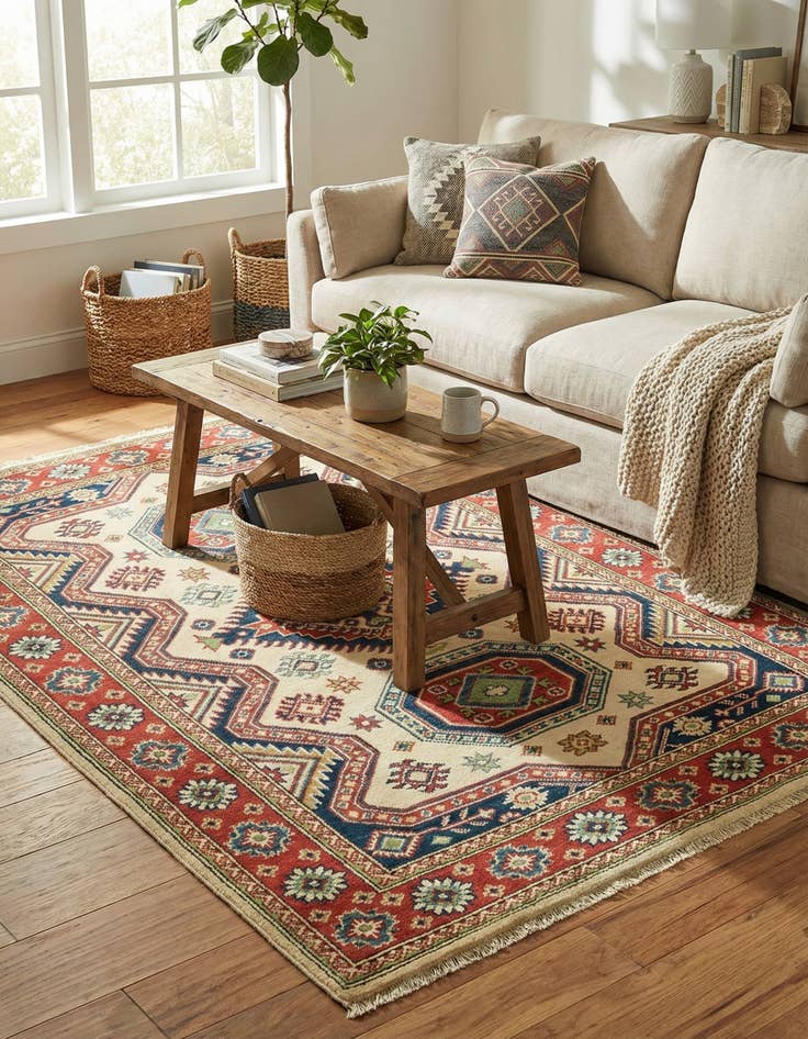 Detail image of 4' 1 x 5' 9  Hand Knotted Kazak Rug