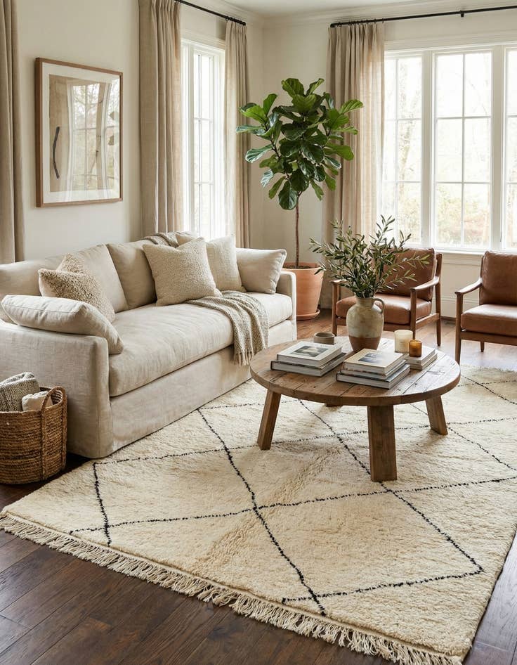 Detail image of 6' 9 x 10' 2  Hand Knotted Moroccan Wool Rug