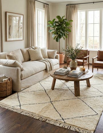 6' 9 x 10' 2 Hand Knotted Moroccan Wool Rug