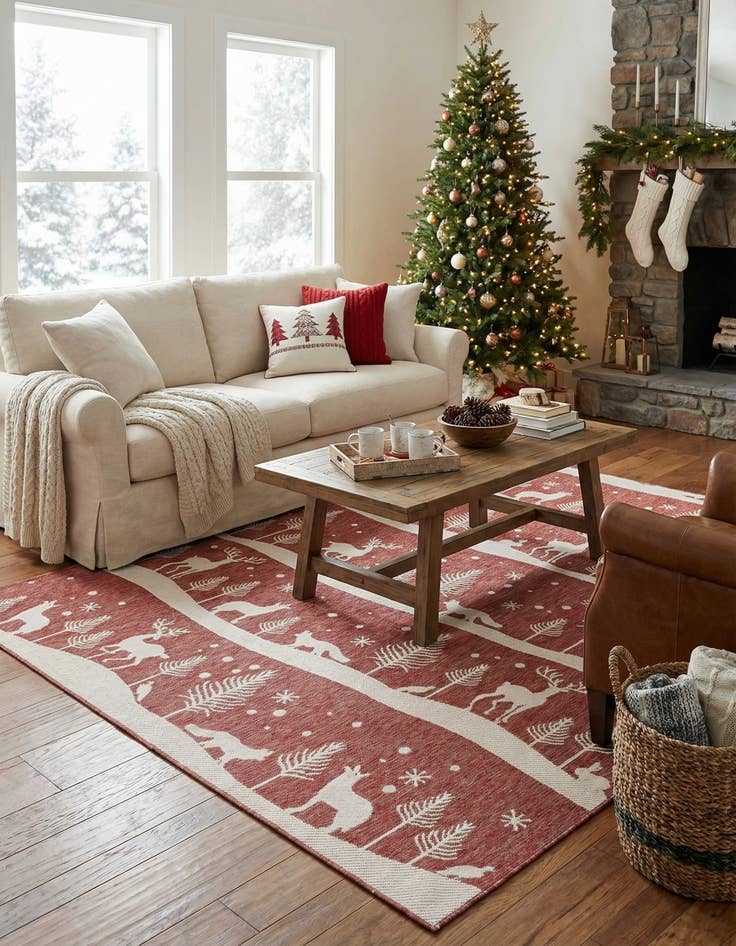 Detail image of 7' 10 x 10'  Washable Holiday Indoor / Outdoor Rug